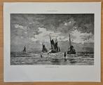 Antieke Prent: H.W. Mesdag – Avondschemering op Zee, Antiek en Kunst, Kunst | Etsen en Gravures, Ophalen of Verzenden