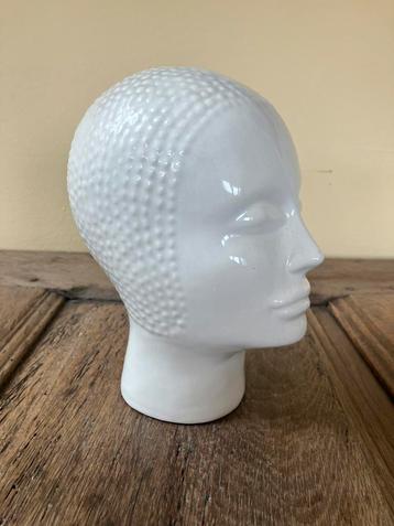 Vintage keramieken hoofd, wit, 18 cm. beschikbaar voor biedingen
