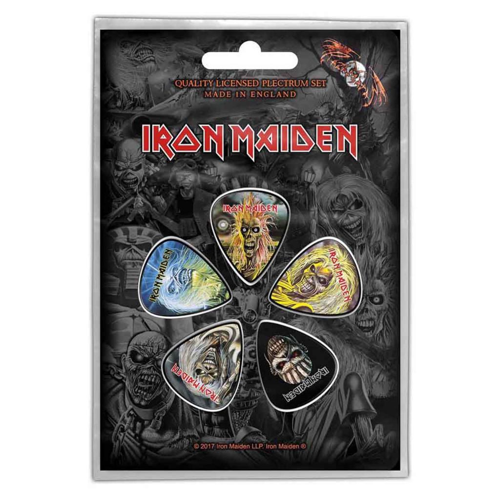 Iron Maiden plectrums faces of Eddie plectrum set gitaar