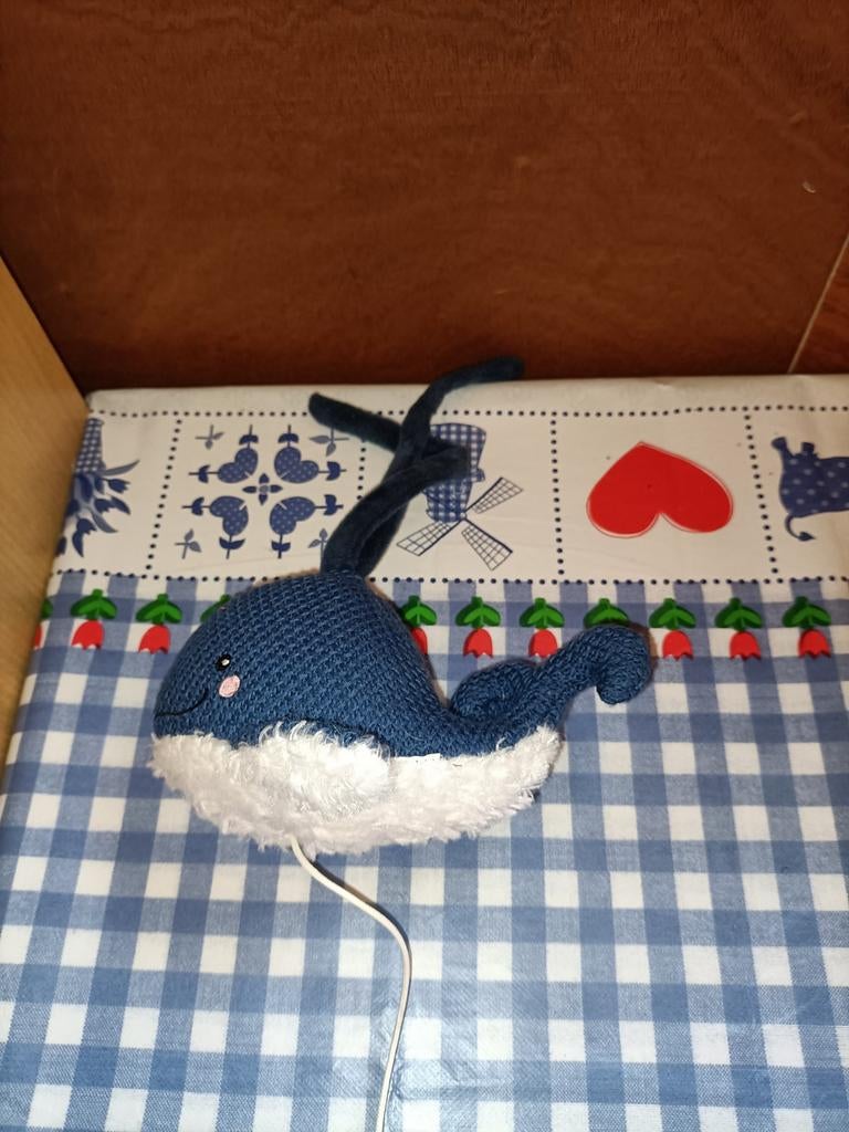 Walvis knuffel met muziekdoosje met liedje 15 cm, Ophalen of Verzenden