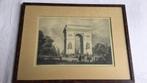 Ingelijste gravure Arc de Triomphe in passe partout, Antiek en Kunst, Ophalen of Verzenden