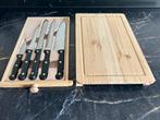 Houten plank met 5 messen in ingebouwde lade, Ophalen of Verzenden