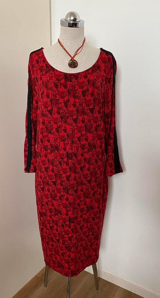 JUFFROUW JANSEN JURK MT: XXL, Kleding | Dames, Jurken, Zo goed als nieuw, Maat 46/48 (XL) of groter, Rood, Onder de knie, Verzenden