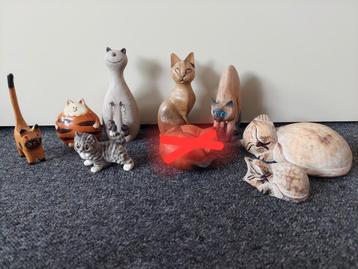 Verzameling Poezenbeeldjes Steen/Hout - Katten beeldjes beschikbaar voor biedingen