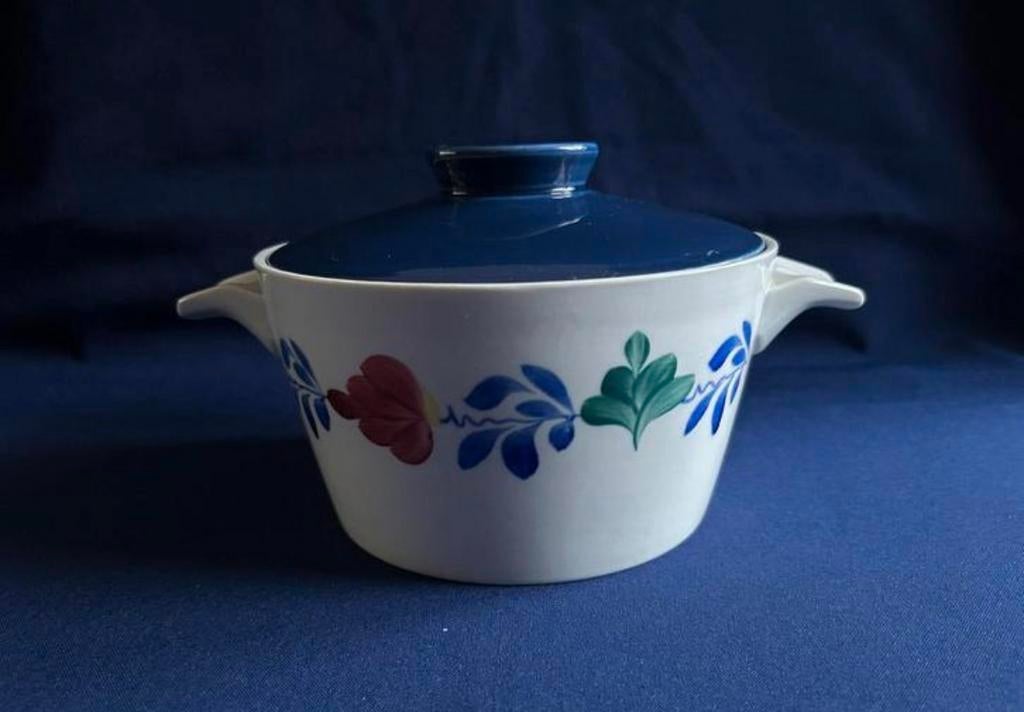 Boerenbont ovenschaal met deksel, Ophalen of Verzenden, Aardewerk, Boerenbont, Schaal of Schalen