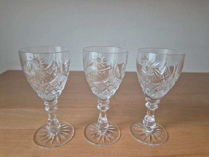3 Kristallen Glazen in Zeer Goede Staat, Antiek en Kunst, Antiek | Glas en Kristal, Ophalen of Verzenden