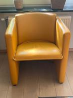 Leolux leren kuipstoel geel, Huis en Inrichting, Ophalen, Zo goed als nieuw, 75 tot 100 cm, Leer