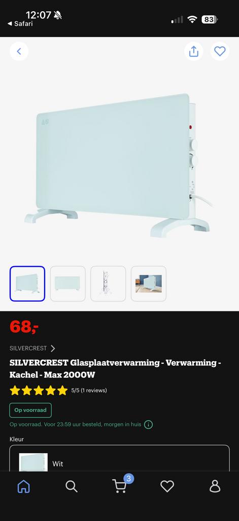 Glazen Verwarmingspaneel - Silvercrest, Huis en Inrichting, Kachels, Ophalen, Overige soorten, Elektrisch, Zo goed als nieuw