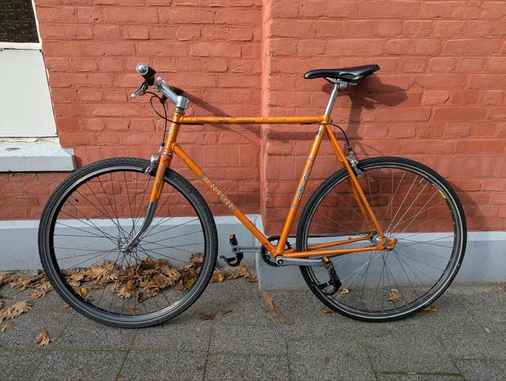 Stalen singlespeed fiets – oranje Union raceframe, Fietsen en Brommers, Fietsen | Heren | Sportfietsen en Toerfietsen, Gebruikt