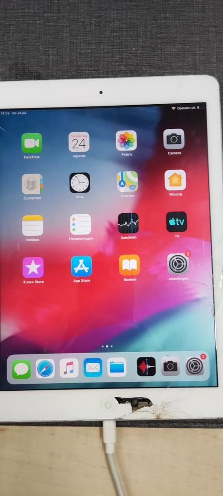 iPad Air 32 GB Scherm gebarsten, alles werkt nog wel, Computers en Software, Apple iPads, Gebruikt, Apple iPad Air, Wi-Fi, 10 inch