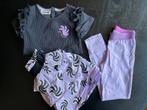 Maat 116/122 Z8 setje tshirt rok legging paars grijs print, Gebruikt, Meisje, Z8, Ophalen of Verzenden