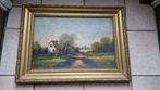 oud schilderij landschap-boerderij gesigneerd, Antiek en Kunst, Kunst | Schilderijen | Klassiek, Ophalen of Verzenden