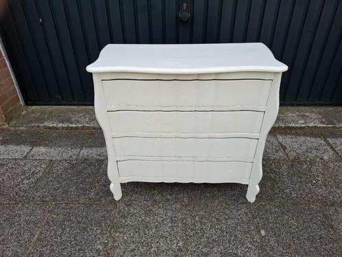 1 leuke ouder model wit houten ladekast met 4 laden, Huis en Inrichting, Kasten | Ladekasten, Gebruikt, Minder dan 100 cm, 50 tot 100 cm