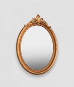 Gouden Ovale Wandspiegel in Antieke Stijl - Kuifspiegel Goud, Ophalen of Verzenden, Ovaal, 50 tot 100 cm, 100 tot 150 cm
