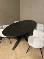 Zwarte ovale eettafel - croco structuur | maatwerk, 50 tot 100 cm, Nieuw, Hotel-chique, 150 tot 200 cm