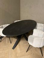Zwarte ovale eettafel - croco structuur | maatwerk, Nieuw, Vijf personen of meer, Hotel-chique, 150 tot 200 cm