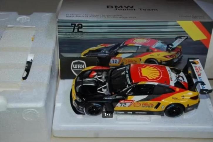 1:18 BMW M4 GT3 SHELL #72 JUNIOR TEAM Minichamps INFO WRH, Hobby en Vrije tijd, Modelauto's | 1:18, Zo goed als nieuw, Auto, MiniChamps