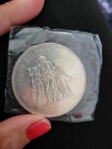Franse 50 franc munt, zilver, 1979, in dichte verpakking