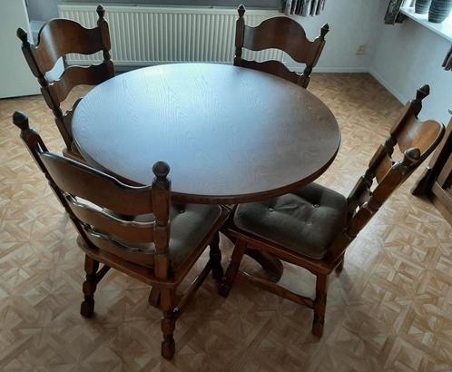 Ronde tafel met 4 stoelen, Huis en Inrichting, Tafels | Eettafels, Gebruikt, 100 tot 150 cm, 100 tot 150 cm, Vier personen, Rond