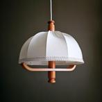 SALE Zweedse vintage hanglamp grenen en linnen - Japandi, Huis en Inrichting, Lampen | Hanglampen, Minder dan 50 cm, Ophalen of Verzenden