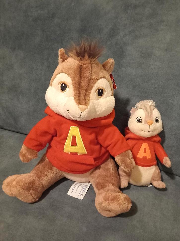 Build a Bear Alvin and the chipmunks groot en klein eekhoorn, Verzamelen, Beren en Cherished Teddies, Zo goed als nieuw, Stoffen beer