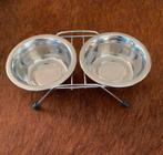 RVS Voer en Drinkbak op standaard voor Hond/Puppy, Kat/Poes, Ophalen of Verzenden, Gebruikt