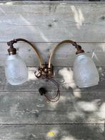 glazen dubbele wandlamp, Huis en Inrichting, Lampen | Wandlampen, Ophalen, Zo goed als nieuw, Glas