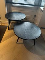 Set van 2 WOOD Bijzettafels, Huis en Inrichting, Tafels | Sidetables, Gebruikt, 50 tot 100 cm, Rond, Ophalen of Verzenden