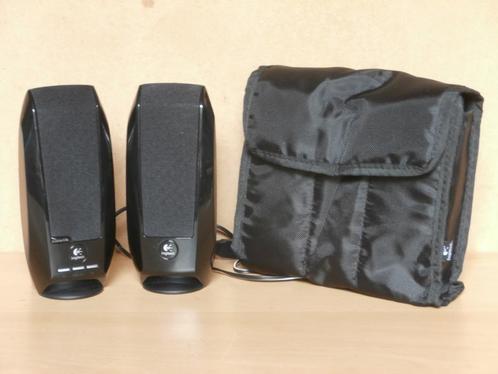 Logitech's S-150 2.0-stereo speaker systeem speakerset tasje, Computers en Software, Pc speakers, Gebruikt, Audiokanaal 2.0, Ophalen of Verzenden