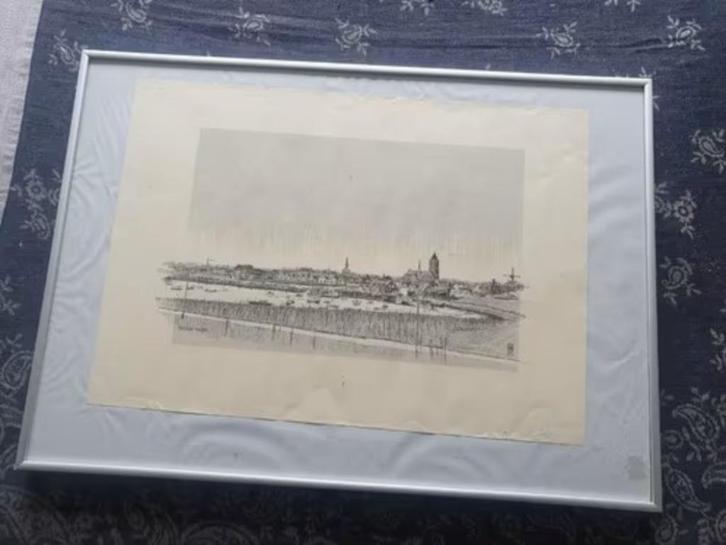 Litho / prent Thoolse haven Thoolen Jurgen Katzman Zeeland, Antiek en Kunst, Kunst | Litho's en Zeefdrukken, Ophalen