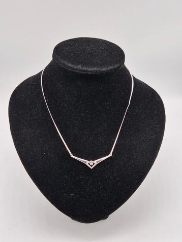 Mooie zilveren ketting hartje 925 43cm beschikbaar voor biedingen