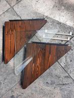 Lundia hoekelementen planken hout en glas donker bruin, Huis en Inrichting, Kasten | Stellingkasten, Ophalen of Verzenden, Gebruikt