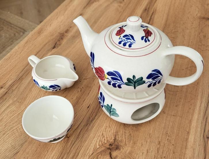 Theepot en rechaud Boerenbont, Huis en Inrichting, Keuken | Servies, Zo goed als nieuw, Overige typen, Boerenbont, Aardewerk, Ophalen of Verzenden