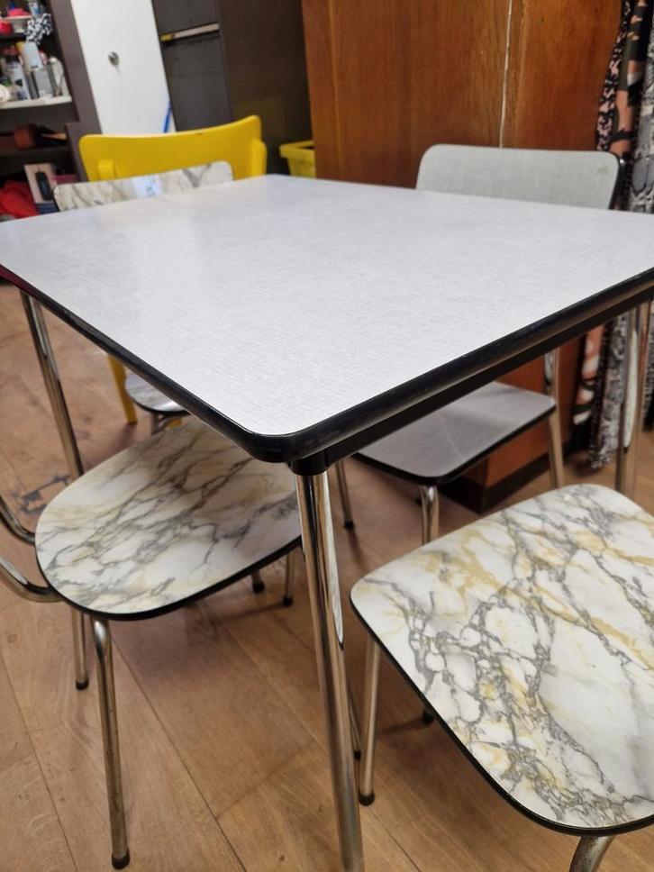 Formica tafel, Huis en Inrichting, Tafels | Eettafels, Gebruikt, 50 tot 100 cm, 100 tot 150 cm, Vier personen, Rechthoekig, Kunststof