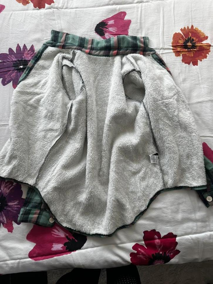 Warme gevoerde ruit blouse/jas – groen/roze, Kleding | Dames, Jassen | Winter, Zo goed als nieuw, Groen, Ophalen