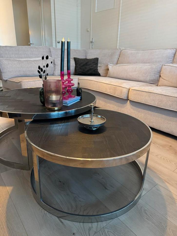 Richmond Salontafel Set, Huis en Inrichting, Tafels | Salontafels, Zo goed als nieuw, Minder dan 50 cm, 100 tot 150 cm, Rond, Eikenhout