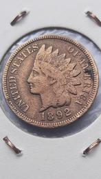 Prachtige Indian one cent 1892 USA, Ophalen of Verzenden, Noord-Amerika, Losse munt