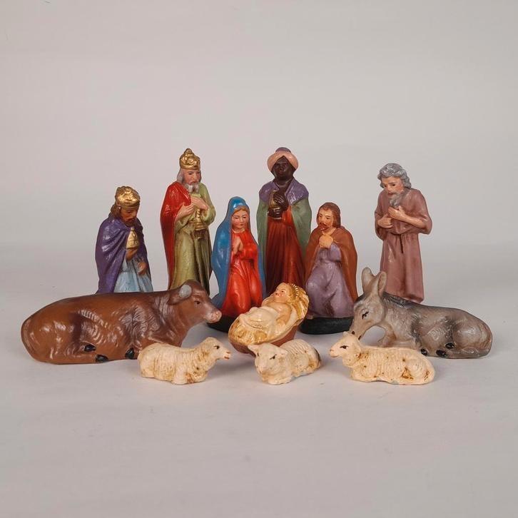 Vintage Marolin Kerstgroep 12 delig - kerststal figuren, Diversen, Kerst, Ophalen of Verzenden