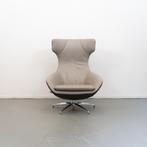 1 Leolux Caruzzo PLUS Fauteuil + Voetenbank Grijs/Lever Leer, Niet ingevuld, Niet ingevuld, 75 tot 100 cm, Ophalen of Verzenden