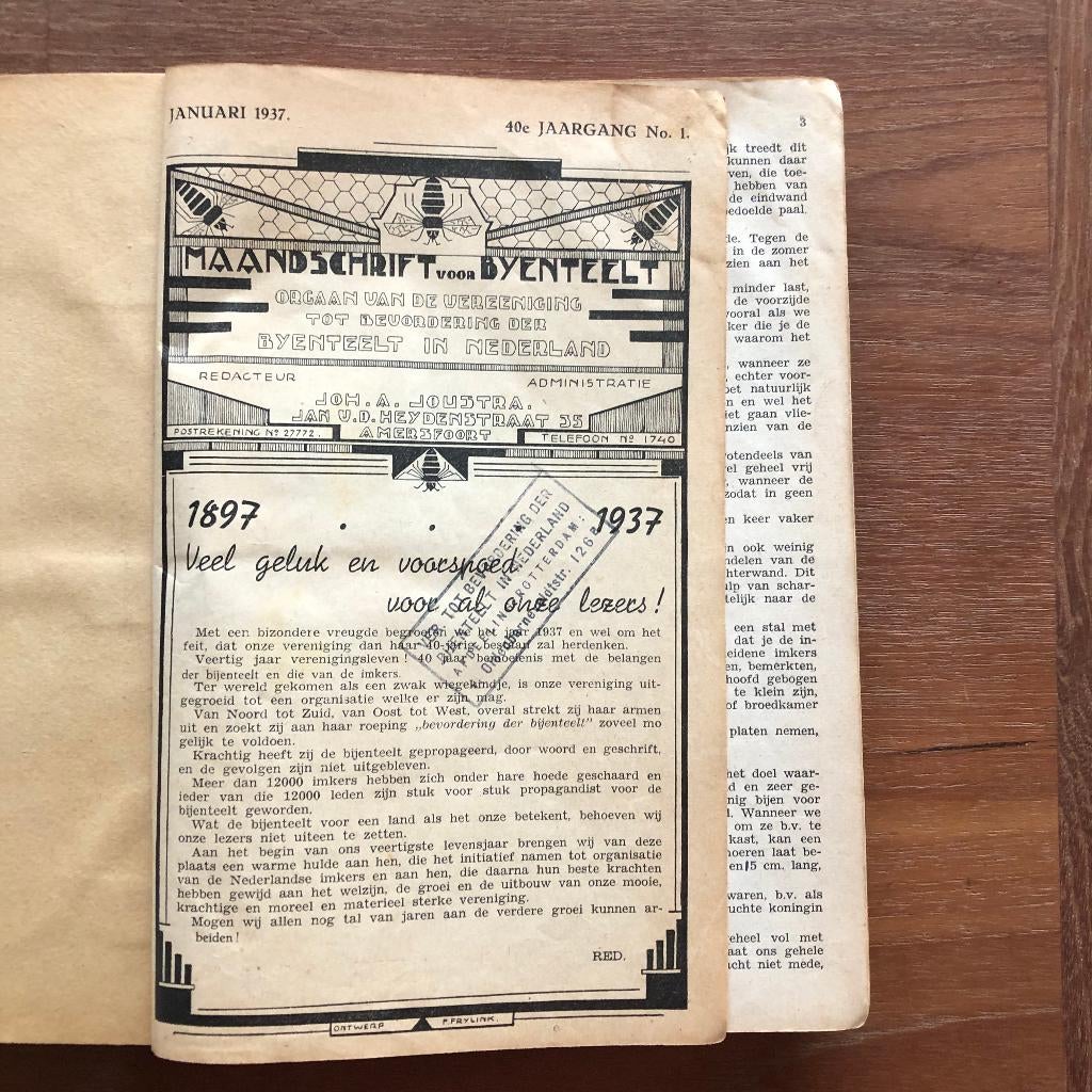 1937 Maandschrift voor Byenteelt, 12 nrs, compleet., Verzenden