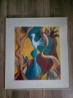 Expressief werk, gesigneerd, Gouden Nielsen lijst! Glas!, Antiek en Kunst, Kunst | Schilderijen | Abstract, Ophalen