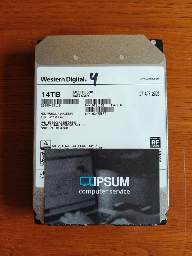 Western Digital DC HC530 14tb, Computers en Software, Harde schijven, Gebruikt, Desktop, Intern, HDD, SATA, Ophalen of Verzenden