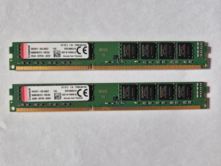 Kingston 16GB DDR3 1333MHz  - 2x8GB - Dual Channel ValueRAM, Computers en Software, RAM geheugen, Zo goed als nieuw, Desktop, 16 GB