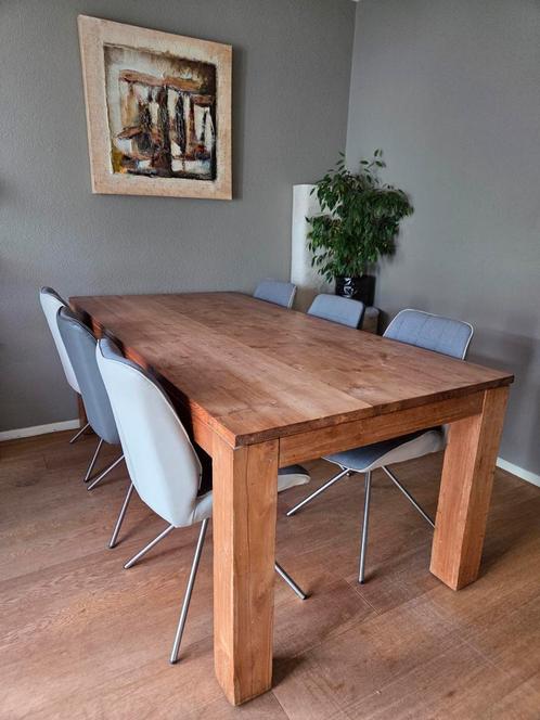 Teak eettafel, 200x100x79 in prima staat, Huis en Inrichting, Tafels | Eettafels, Zo goed als nieuw, 50 tot 100 cm, Vijf personen of meer