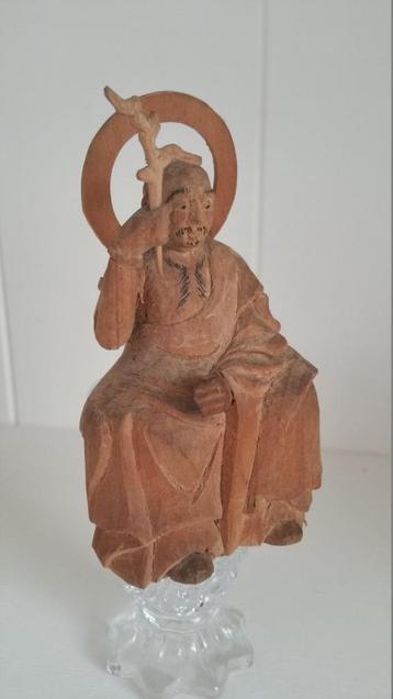 Antieke Japanse Jizo bodhisattva miniatuur 9cm hoog hout beschikbaar voor biedingen
