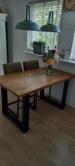 Eettafel massief hout met stalen U poten 140 x 80, Huis en Inrichting, Tafels | Eettafels, Ophalen, 100 tot 150 cm, 50 tot 100 cm
