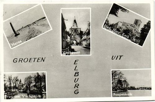 Groeten uit Elburg - 5 afb o.a. Haven Poepenkolk - 1951 gelo, Verzamelen, Ansichtkaarten | Nederland, Gelopen, Gelderland, 1940 tot 1960