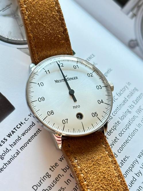 Meistersinger Neo, Sieraden, Tassen en Uiterlijk, Horloges | Heren, Zo goed als nieuw, Overige merken, Staal, Leer, Ophalen of Verzenden