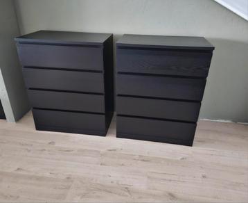 2 Malm ladekasten (Ikea) in zwartbruin - afbeelding 1