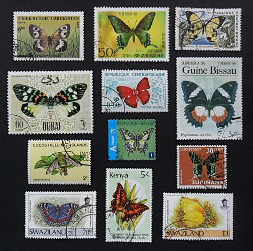 Vlinders - 12 mooie vlinderzegels uit diverse landen, Postzegels en Munten, Postzegels | Thematische zegels, Gestempeld, Dier of Natuur